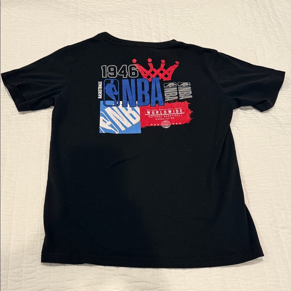NBA Black Tee with Red and Blue Graphics